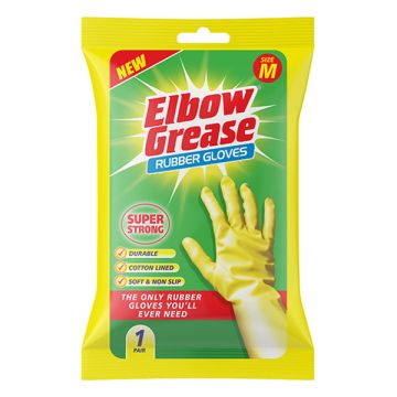 Elbow Grease Super Strong Gloves | Rubber Huishoudhandschoenen | Geel | Medium (1 paar)