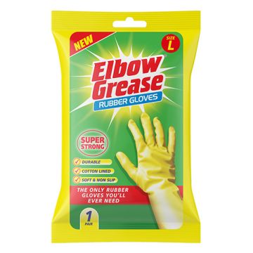 Elbow Grease Super Strong Gloves | Rubber Huishoudhandschoenen | Geel | Large (1 paar)