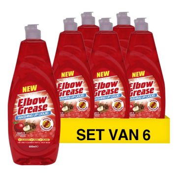 Aanbieding: Elbow Grease afwasmiddel Apple Cinnamon (6 flessen van 600 ml)