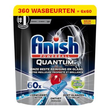 Aanbieding: Finish Powerball Quantum Ultimate Vaatwastabletten (6 zakken - 360 vaatwasbeurten)