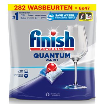 Aanbieding: Finish Quantum All-In-1 Vaatwastabletten Regular (6 zakken - 282 vaatwastabletten)