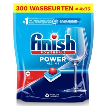 Aanbieding: Finish Power All-In-1 Vaatwastabletten Regular (4 zakken - 300 wasbeurten)