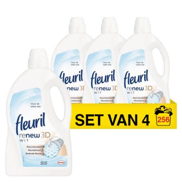 Aanbieding: Fleuril Renew Vloeibaar Wasmiddel Puur Wit 4,2 Liter (4 flessen - 256 wasbeurten)