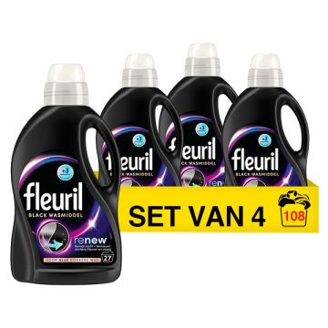 Aanbieding: Fleuril Renew Vloeibaar Wasmiddel Zwart 1,35 Liter (4 flessen - 108 wasbeurten)