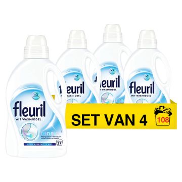 Aanbieding: Fleuril Renew Vloeibaar Wasmiddel Wit 1,35 Liter (4 flessen - 108 wasbeurten)