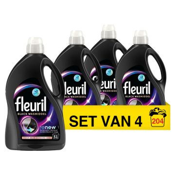 Aanbieding: Fleuril Renew Vloeibaar Wasmiddel Zwart 2,55 Liter (4 flessen - 204 wasbeurten)