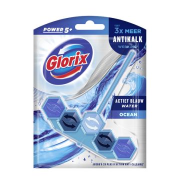 Glorix toiletblok Power 5 Blauw Water Ocean (53 gram)