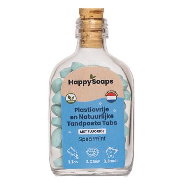 HappySoaps Tandpasta Tabs | Spearmint | Met fluoride (62 tabs)