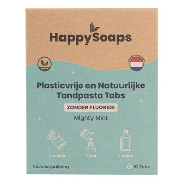 HappySoaps Tandpasta Tabs | Navulling | Mighty Mint | Zonder fluoride (62 tabs)