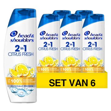 Aanbieding: Head & Shoulders Shampoo - Citrus Fresh 2-1 (6 flessen - 400 ml)