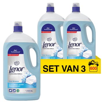 Aanbieding: Lenor Wasverzachter Professional Sea Breeze 4 Liter (3 flessen - 600 wasbeurten)