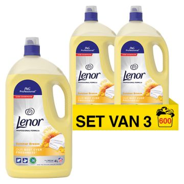 Aanbieding: Lenor Wasverzachter Professional Summer Breeze 4 Liter (3 flessen - 600 wasbeurten)