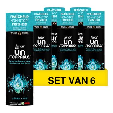 Aanbieding: Lenor Unstoppables Geurbooster Geurparels Fris 235 gram (6 flessen - 114 wasbeurten)