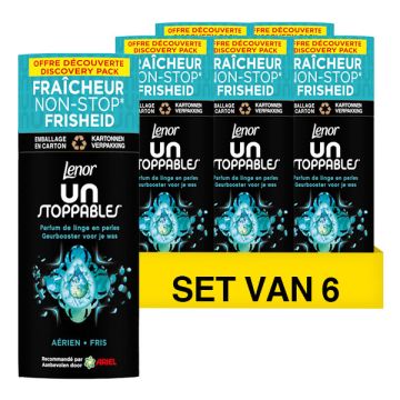 Aanbieding: Lenor Unstoppables Geurbooster Geurparels Fris 140 gram (6 flessen - 66 wasbeurten)