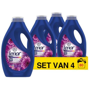 Aanbieding: Lenor Vloeibaar Wasmiddel Amethist & Bloemenboeket 900 ml (4 flessen - 80 Wasbeurten)