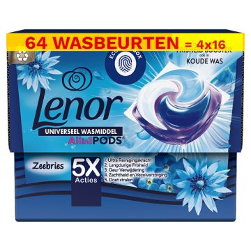 Aanbieding: Lenor All-in-1 Pods Zeebries (4 dozen - 64 Wasbeurten)