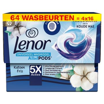 Aanbieding: Lenor All-in-1 Pods Katoen Fris (4 dozen - 64 wasbeurten)