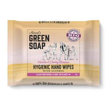 Marcel's Green Soap hand doekjes Vanille en Kersenbloesem (15 stuks)