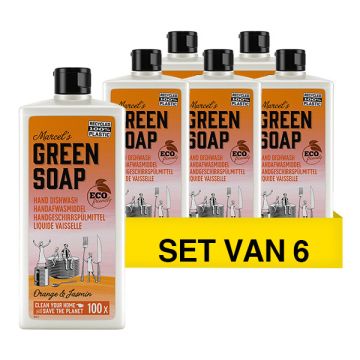 Aanbieding: Marcel's Green Soap Afwasmiddel Sinaasappel & Jasmijn (6 flessen - 500 ml)