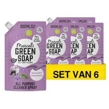 Aanbieding: Marcel's Green Soap allesreiniger Lavendel en Rozemarijn navulling (6 zakken - 3000 ml)