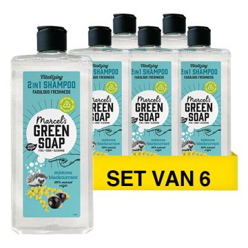 Aanbieding: Marcel's Green Soap shampoo en conditioner 2-in-1 Mimosa en Zwarte bes (6 flessen - 1800