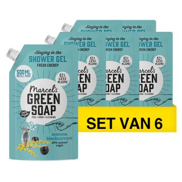 Aanbieding: Marcel's Green Soap Douchegel Mimosa en Zwarte Bes Navulling (6 pakken - 500 ml)