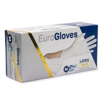 Eurogloves Latex handschoenen maat M poedervrij wit (100 stuks)