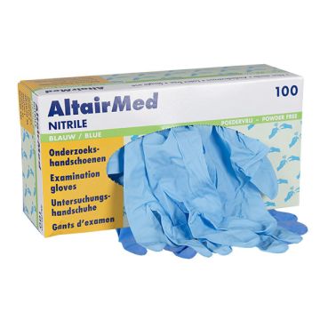 Nitril handschoen maat S poedervrij (AltairMed, blauw, 100 stuks)