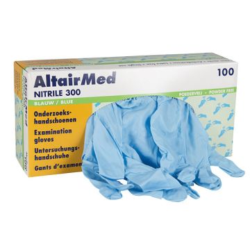 Nitril handschoen maat S poedervrij (AltairMed, blauw, 300mm, 100 stuks)