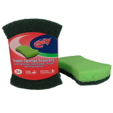 Super schuursponsjes groen 3 stuks (Multy)