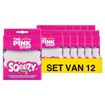 Aanbieding: The Pink Stuff Sqeezy - Dubbelzijdige Scrub Spons Wit (12 stuks)