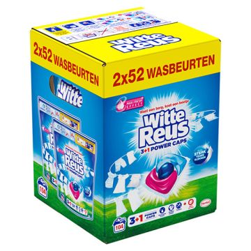 Witte Reus Wasmiddel Capsules 3+1 Power Caps (104 wasbeurten)