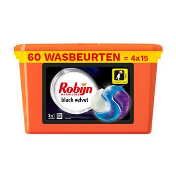 Aanbieding: Robijn 3-in-1 Wasmiddel Capsules Black Velvet (4 dozen - 60 wasbeurten)