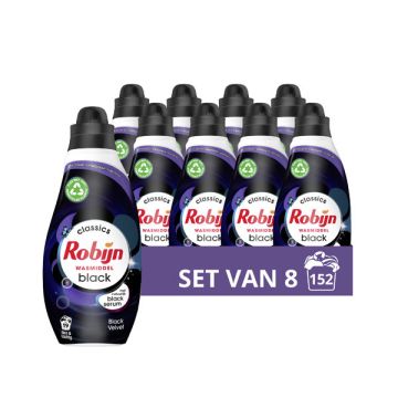 Aanbieding: Robijn Klein & Krachtig Vloeibaar Wasmiddel Black Velvet 665 ml (8 flessen - 152 wasbeur