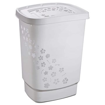 Rotho Wasmand Bloemenprint Grijs 55 Liter