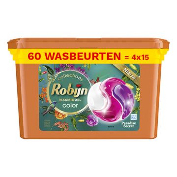 Aanbieding: Robijn 3-in-1 Wasmiddel Capsules Paradise Secret (4 dozen - 60 wasbeurten)