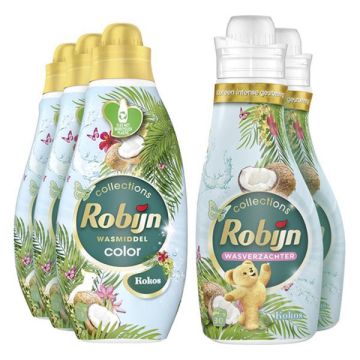 Aanbieding: Robijn Perfect Match Wasmiddel & Wasverzachter Kokos Sensation (5 flessen - 57 wasbeurte