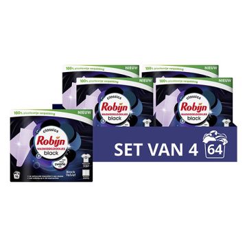 Aanbieding: Robijn Wasmiddeldoekjes Black Velvet (4 dozen - 64 wasbeurten)