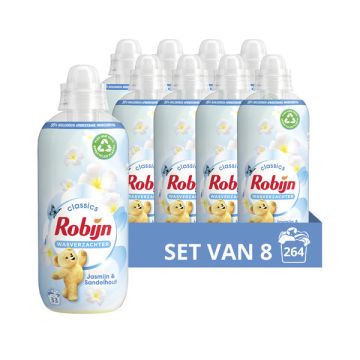 Aanbieding: Robijn Wasverzachter Jasmijn & Sandelhout 825 ml (8 flessen - 264 wasbeurten)