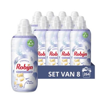 Aanbieding: Robijn Wasverzachter Puur & Zacht 825 ml (8 flessen - 264 wasbeurten)