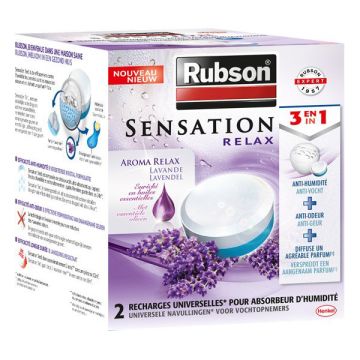 Rubson Sensation vochtopnemer navullingen lavendel (2 x 300 gram)