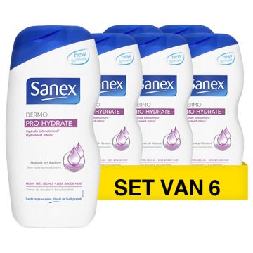 Aanbieding: Sanex Biomeprotect Dermo Pro Hydrate Zeer Droge Huid Douchegel (6 flessen - 500 ml)