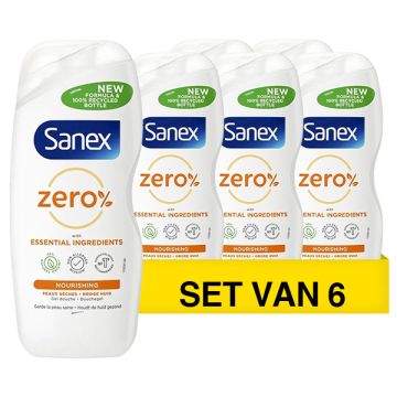 Aanbieding: Sanex Zero% Nourishing Droge Huid Douchegel (6 flessen - 500 ml)