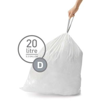 Vuilniszakken met trekband 20 liter | Simplehuman code D | 20 stuks