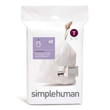 Vuilniszakken met trekband 3 liter | Simplehuman code T | 40 stuks