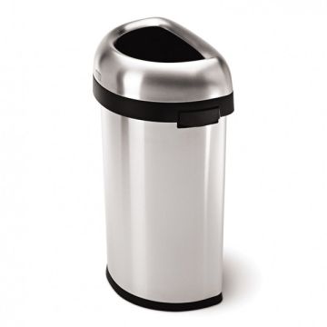 Simplehuman Code P open afvalbak halfrond (60 liter, zilver)