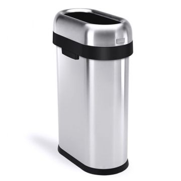 Simplehuman Code N open afvalbak ovaal (50 liter, zilver)