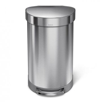 Simplehuman Code J halfronde pedaalemmer (45 liter, zilver)