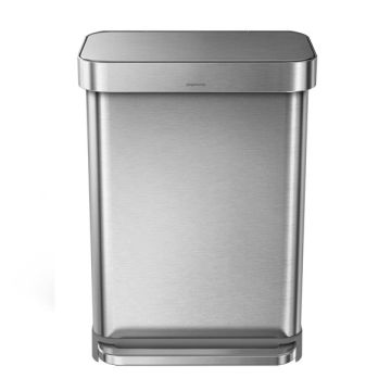 Simplehuman Code Q pedaalemmer met zakkenhouder (55 liter, zilver)