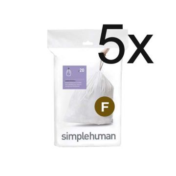 Vuilniszakken met trekband 25 liter | Simplehuman code F | 5 x 20 stuks